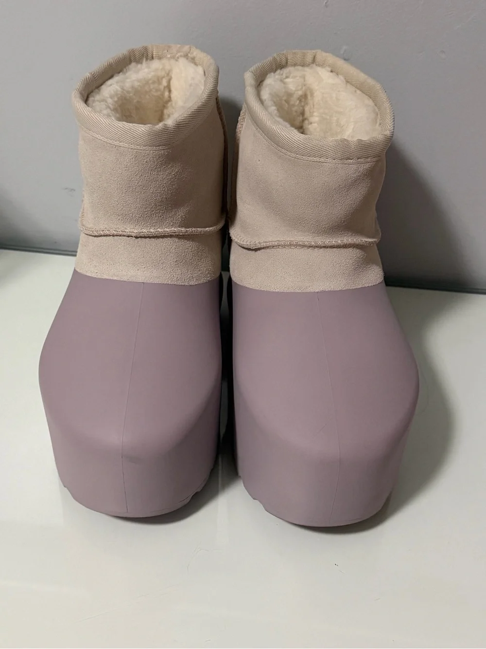 UGG Women's Short Platform Boot in Beige and Mauve